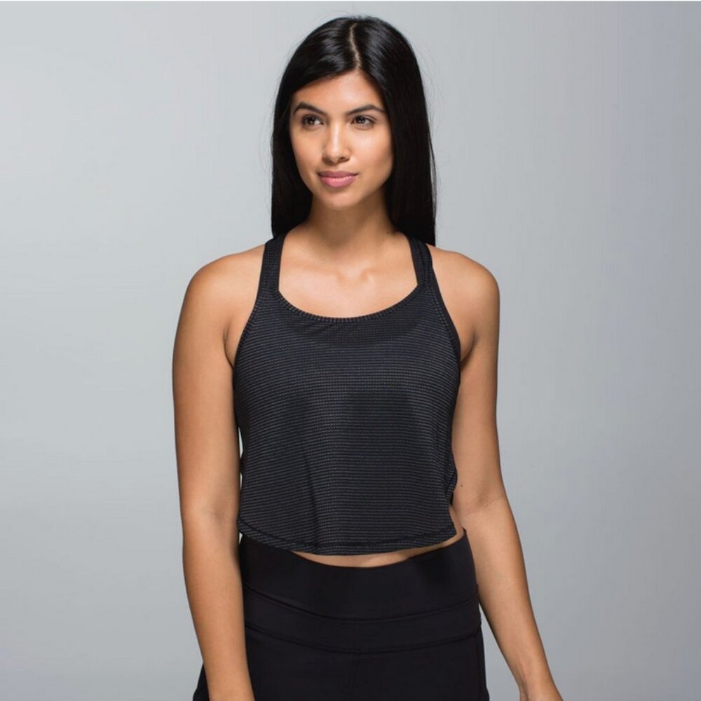 NWOT New Lululemon On the Run Singlet Black Gold Anti Stink Tank Top Sz 6 Small